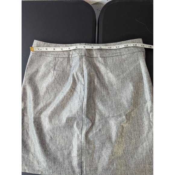 Eileen Fisher Womens Silver Glimmer Linen Stretch Faux Wrap Skirt Size PP (2/4P) - Picture 9 of 10